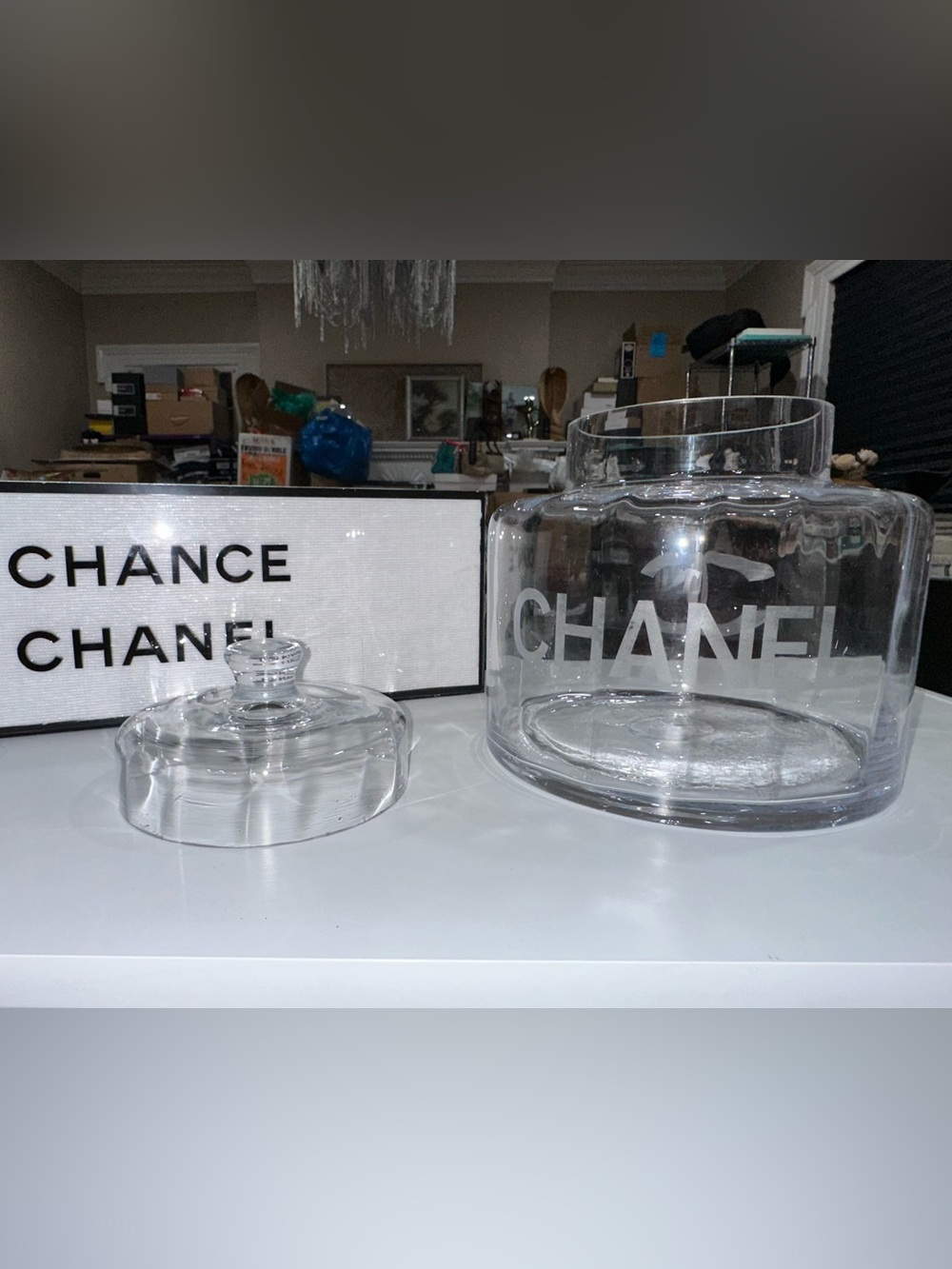 CHANEL OVERSIZED GLASS APOTHECARY JAR RARE HTF FLAGSHIP STORE DISPLAY AUTHENTIC